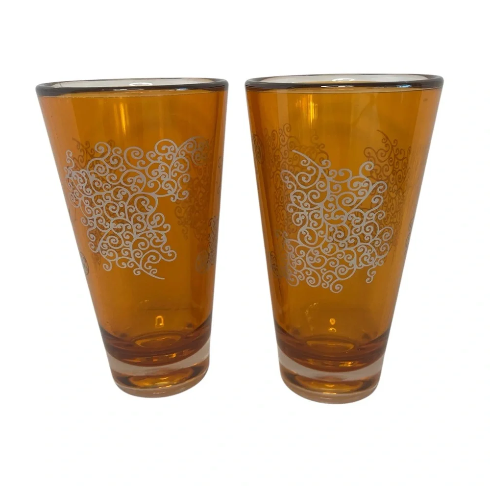 Starbucks Orange Highball Tumbler Filigree Baroque Rococo 2004 Collectible 20oz
